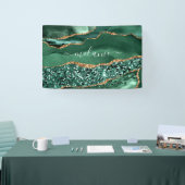 Agate Groen Goud Glitter Geode Marmer Aangepaste N Spandoek (Beurs)