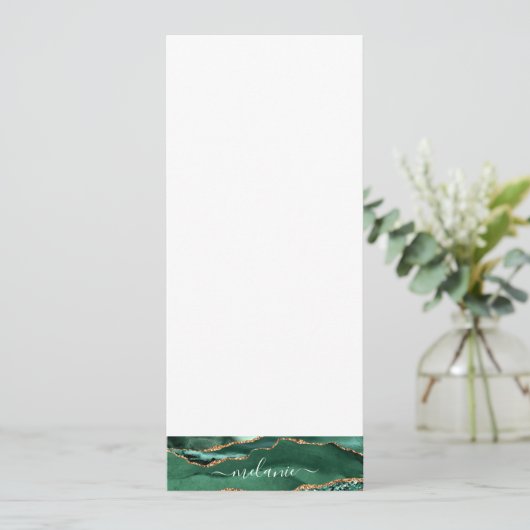 Agate Groen Goud Glitter Marmer Aangepaste Naam Me Menu (Staand voorkant)