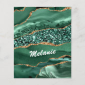 Agate Groen Goud Glitter Marmer Flyer Uw Naam (Voorkant)