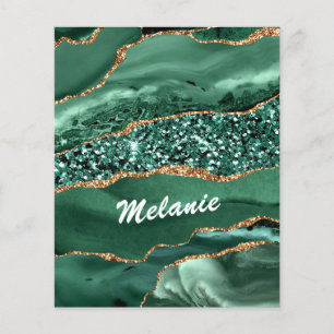 Agate Groen Goud Glitter Marmer Flyers Aangepaste