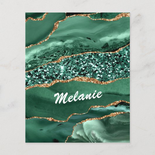 Agate Groen Goud Glitter Marmer Flyers Aangepaste (Voorkant)