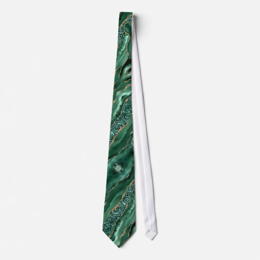 Agate Groen Gouden Glitter Smaragd Heren Das (Voorkant)