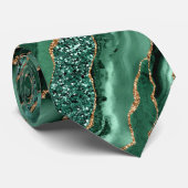Agate Groen Gouden Glitter Smaragd Heren Das (Opgerold)