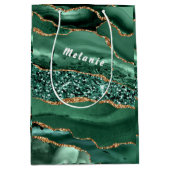 Agate Groen Gouden Marmeren Cadeautas met Eigen Na (Voorkant)