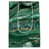 Agate Groen Gouden Marmeren Cadeautas met Eigen Na (Achterkant)