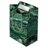Agate Groen Gouden Marmeren Cadeautas met Eigen Na (Achterkant Gekanteld)