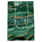 Agate Groene Gouden Smaragd Aangepaste Naam Cadeau Medium Cadeauzakje (Achterkant)
