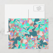 Agate groene levende koraal blauwgroen roos goudbl briefkaart (Voorkant / Achterkant)