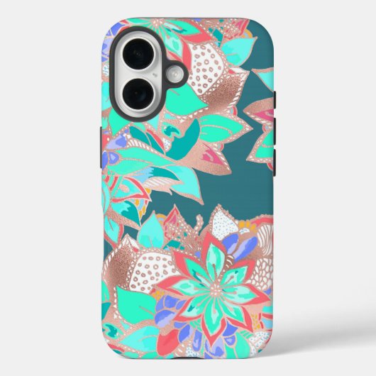 Agate groene levende koraal blauwgroen roos goudbl Case-Mate iPhone case (Achterkant)