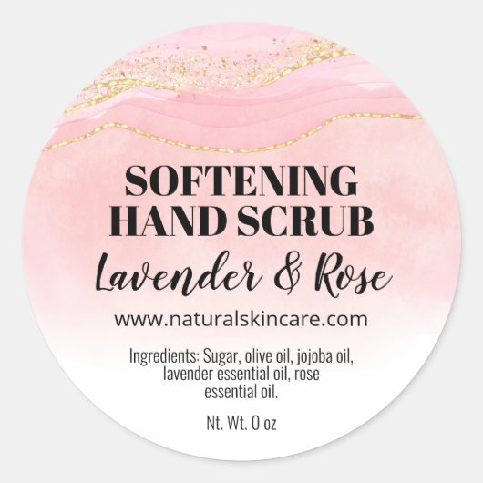 Agate Homemade roze handscrublabels Ronde Sticker (Voorkant)