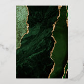 Agate Hunter Green Gold Donk Modern Wedding Folie Uitnodiging (Achterkant)