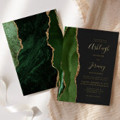 Agate Hunter Green Gold Donk Modern Wedding Folie Uitnodiging