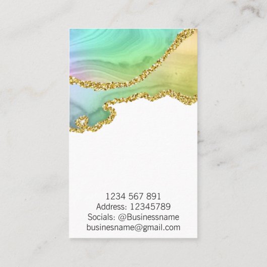 Agate Jewelry Display Card Visitekaartje (Achterkant)