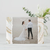 Agate Kwarts Achtergrond Foto Bruiloft Save The Date (Staand voorkant)