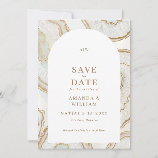 Agate Kwarts Achtergrond Foto Bruiloft Save The Date (Voorkant)
