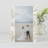 Agate Kwarts Achtergrond Foto Bruiloft Save The Date (Staand voorkant)