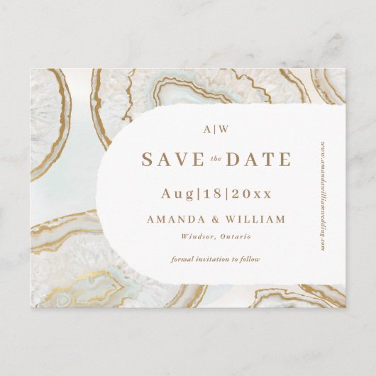 Agate Kwarts Achtergrond Save the Date Postkaart (Voorkant)