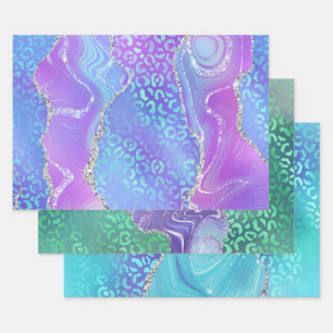 Agate Luipaardprint met Glitters en Juweeltoon Inpakpapier Vel