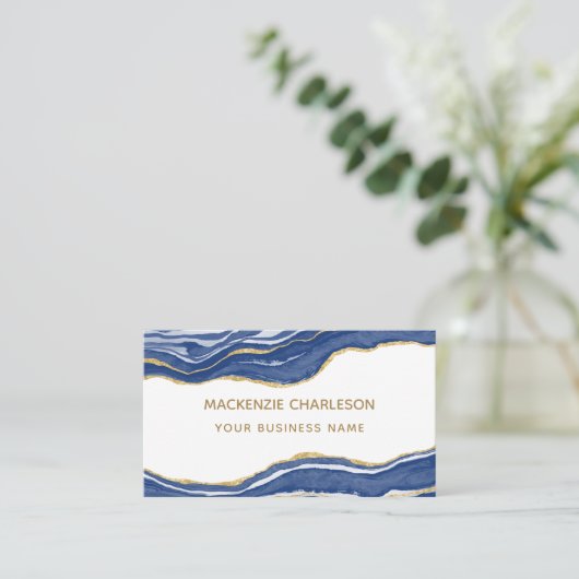 Agate Marble Blue Visitekaartje (Staand voorkant)