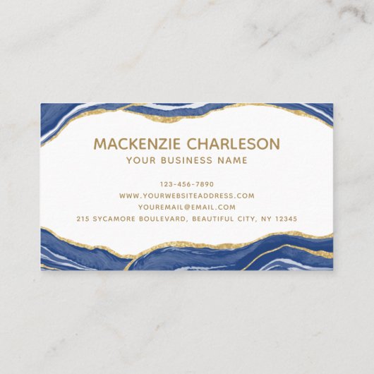 Agate Marble Blue Visitekaartje (Achterkant)