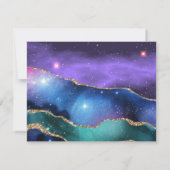 Agate Marble Cosmic Gold Paarse Blauwgroen bruilof Save The Date (Achterkant)