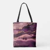Agate Marble Monogram Bourgogne Gold Glitter Tote Bag (Achterkant)