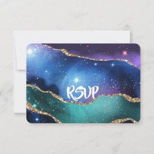 Agate Marble Paars Blue Blauwgroen Wedding Details RSVP Kaartje