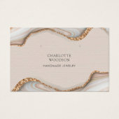 Agate Marble Pink Blush Geode die horizontaal vert Visitekaartje (Voorkant)