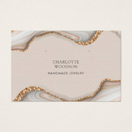 Agate Marble Pink Blush Geode die horizontaal vert Visitekaartje