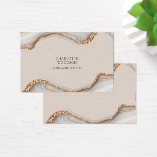 Agate Marble Pink Blush Geode die horizontaal vert Visitekaartje (Bureau)