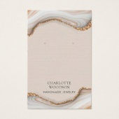 Agate Marble Pink Blush Geode Earring Display Card Visitekaartje (Voorkant)