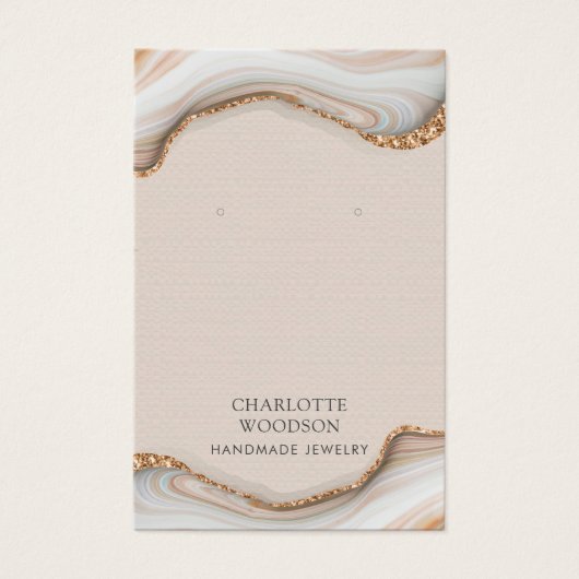 Agate Marble Pink Blush Geode Earring Display Card Visitekaartje (Voorkant)