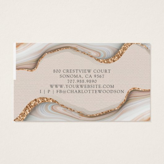 Agate Marble Pink Blush Geode Stud Earning Display Visitekaartje (Achterkant)