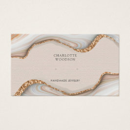 Agate Marble Pink Blush Geode Stud Earning Display Visitekaartje