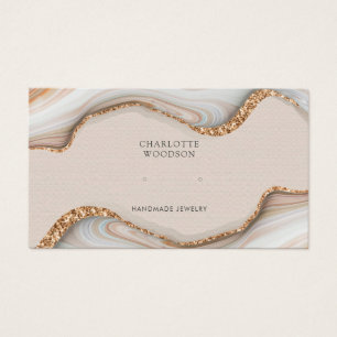 Agate Marble Pink Blush Geode Stud Earning Display Visitekaartje