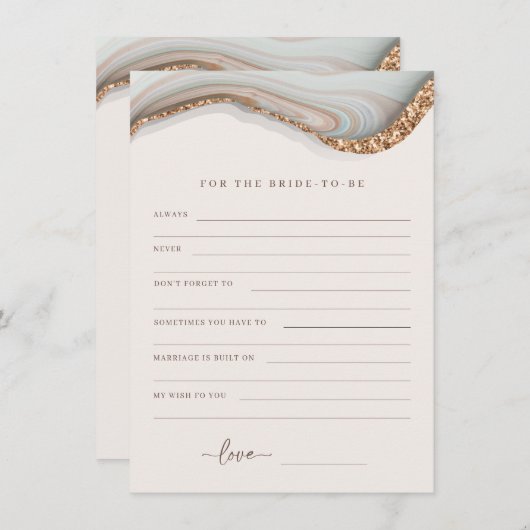 Agate Marble Stone Bride to be Advice Card Bedankkaart (Voorkant / Achterkant)