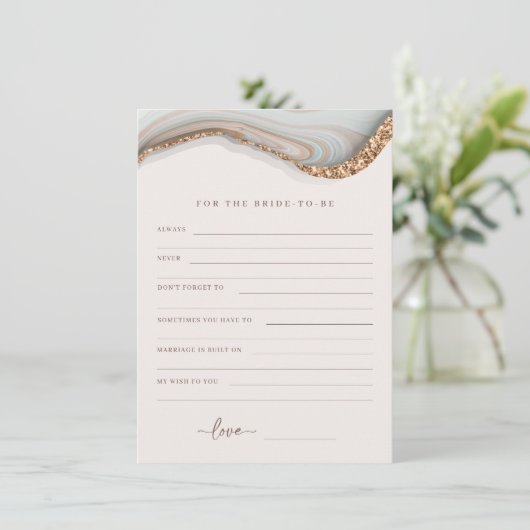 Agate Marble Stone Bride to be Advice Card Bedankkaart (Staand voorkant)