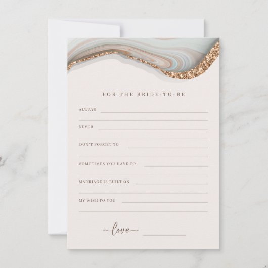 Agate Marble Stone Bride to be Advice Card Bedankkaart (Voorkant)