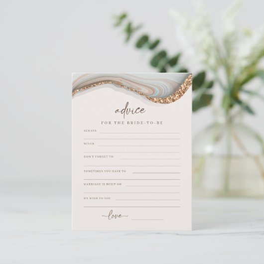 Agate Marble Stone Bride to be Advice Card Briefkaart (Staand voorkant)