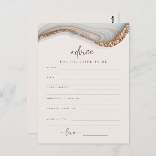 Agate Marble Stone Bride to be Advice Card Briefkaart (Voorkant / Achterkant)