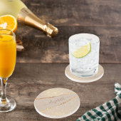 Agate marble stone glitter roos gold name script zandsteen onderzetter