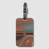 Agate Marble Strata - Burgundy Rust Dusty Aqua Bagagelabel (Voorkant (verticaal))