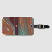 Agate Marble Strata - Burgundy Rust Dusty Aqua Bagagelabel (Voorkant (horizontaal))