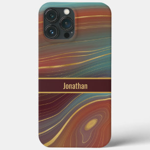 Agate Marble Strata - Burgundy Rust Dusty Aqua Case-Mate iPhone Case