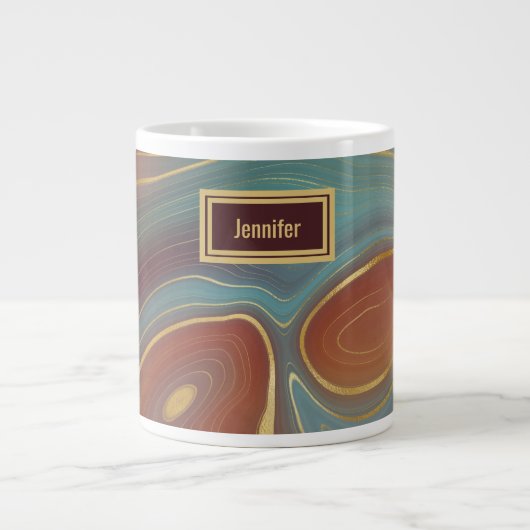 Agate Marble Strata - Burgundy Rust Dusty Aqua Grote Koffiekop (Voorkant)