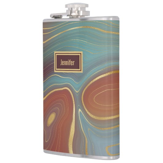 Agate Marble Strata - Burgundy Rust Dusty Aqua Heupfles (Links)