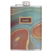 Agate Marble Strata - Burgundy Rust Dusty Aqua Heupfles (Voorkant)