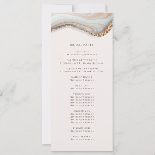 Agate Marble Texture Wedding Ceremony Programme (Achterkant)
