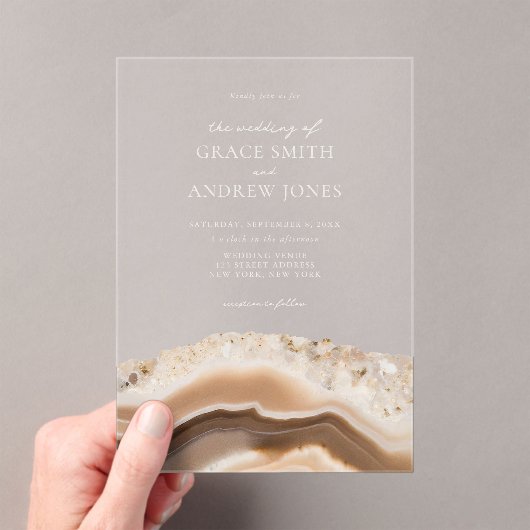 Agate Marble Wedding Acryl Uitnodigingen (Insitu (Draagbaar))