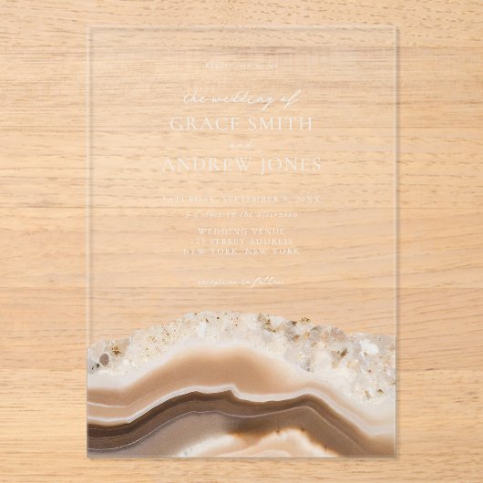 Agate Marble Wedding Acryl Uitnodigingen (Voorkant)